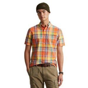 Ralph Lauren Multicolor Plaid Short-Sleeve Shirt XL (18-20) 100% Cotton Casual